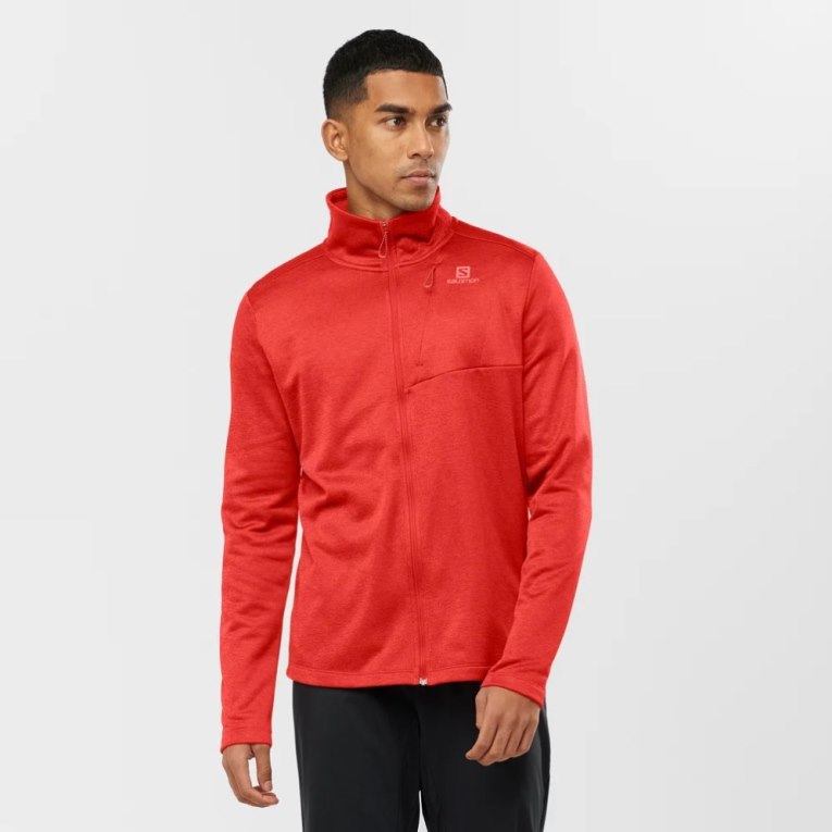 Chaquetas Salomon Essential Lightwarm Heather Full Zip Hombre Rojos | MX WINR459